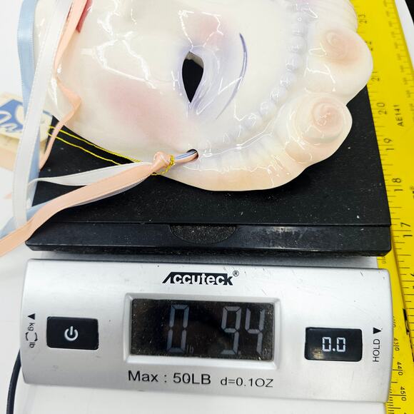 Clay Art About Face Line Ceramic Mask 7" Flapper Girl Blue Star Snowflake Face - Picture 8 of 8